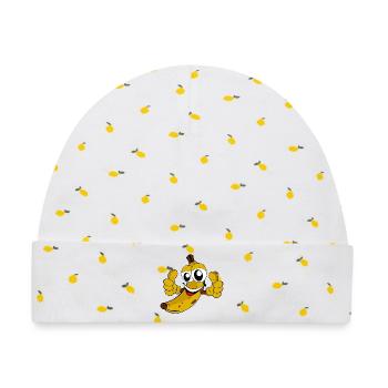 Fröhliche Banane - Baby Premium Organic Mütze - Weiß/Zitronengelb - Vorne