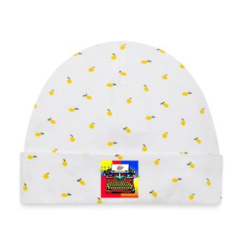 Pop Art Bang Schreibmaschine - Baby Premium Organic Mütze - Weiß/Zitronengelb - Vorne