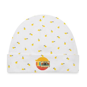 Geburtstag 2015 2015 Geboren 2015 Geburtstag - Baby Premium Organic Mütze - Weiß/Zitronengelb - Vorne
