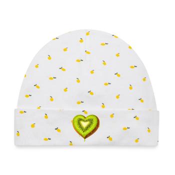 Saftige Kiwi in Herzform Illustration  - Baby Premium Organic Mütze - Weiß/Zitronengelb - Vorne