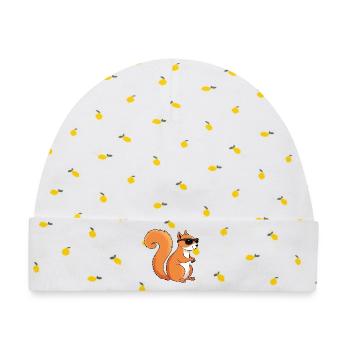Schicke Eichhörnchen-Sonnenbrille - Baby Premium Organic Mütze - Weiß/Zitronengelb - Vorne