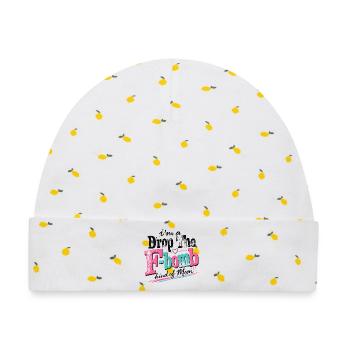 Drop F Bomb Mom lustiges Mama-Shirt - Baby Premium Organic Mütze - Weiß/Zitronengelb - Vorne