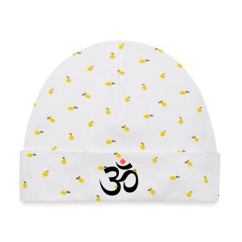 Om Zeichen Yoga Meditation - Baby Premium Organic Mütze - Weiß/Zitronengelb - Vorne