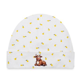 Lustige Kuh Cartoon Skeptischer Stier Comic - Baby Premium Organic Mütze - Weiß/Zitronengelb - Vorne