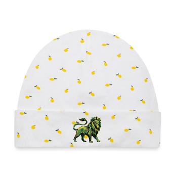 Lion Roots Reggae - Baby Premium Organic Mütze - Weiß/Zitronengelb - Vorne