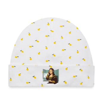 Mona Lisa Büro genervt Humor - Baby Premium Organic Mütze - Weiß/Zitronengelb - Vorne