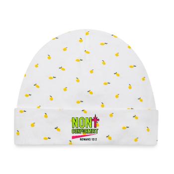 Christliche Popkunst Römer 12:2 Neon-Design - Baby Premium Organic Mütze - Weiß/Zitronengelb - Vorne