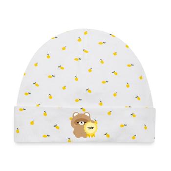 Zertifizierter Softie Beaver - Baby Premium Organic Mütze - Weiß/Zitronengelb - Vorne