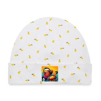 Mandarinente - Baby Premium Organic Mütze - Weiß/Zitronengelb - Vorne