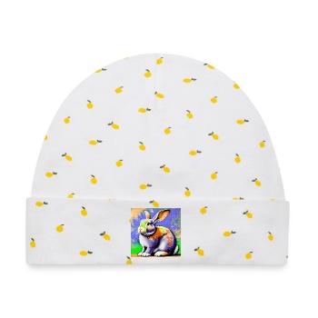 Kaninchen - Baby Premium Organic Mütze - Weiß/Zitronengelb - Vorne