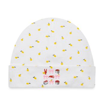 Flusskrebs- und Pink-Schleifen-Coquette-Style - Baby Premium Organic Mütze - Weiß/Zitronengelb - Vorne