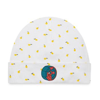 Detaillierte Skateboard Rolle Crew - Baby Premium Organic Mütze - Weiß/Zitronengelb - Vorne