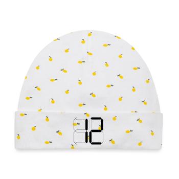 NUMMER 12 Zwölf Geburtstag Geschenk Digital - Baby Premium Organic Mütze - Weiß/Zitronengelb - Vorne