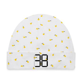 NUMMER 38 Achtunddreißig Geschenk Digital - Baby Premium Organic Mütze - Weiß/Zitronengelb - Vorne