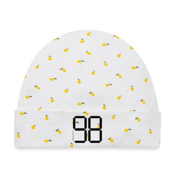 NUMMER 98 Achtundneunzig Geschenk Digital - Baby Premium Organic Mütze - Weiß/Zitronengelb - Vorne