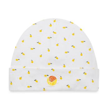 Stilisierte Sneakers - Baby Premium Organic Mütze - Weiß/Zitronengelb - Vorne