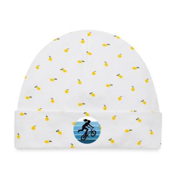 Geschenkidee für die BMX-Riderin mit Freestyle-BMX - Baby Premium Organic Mütze - Weiß/Zitronengelb - Vorne