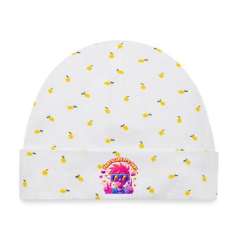 Neon Party Punk Pixel 2001 - Baby Premium Organic Mütze - Weiß/Zitronengelb - Vorne