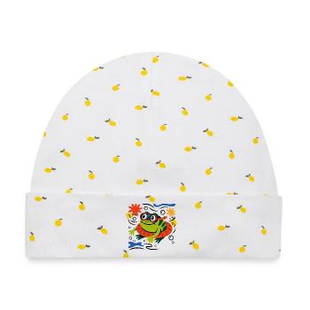 Schnorchel Frosch Abenteuer - Baby Premium Organic Mütze - Weiß/Zitronengelb - Vorne