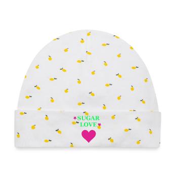 Sugar Love Herz Neon Retro - Baby Premium Organic Mütze - Weiß/Zitronengelb - Vorne