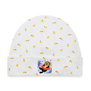 Lustiger Otter mit Taucherbrille - Baby Premium Organic Mütze - Weiß/Zitronengelb - Vorne