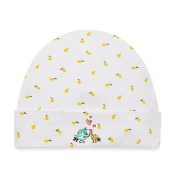 Dody und Dots- Seifenblasenherzen - Baby Premium Organic Mütze - Weiß/Zitronengelb - Vorne