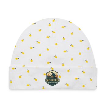 Dachdecker Logo - Ganz Oben - Baby Premium Organic Mütze - Weiß/Zitronengelb - Vorne