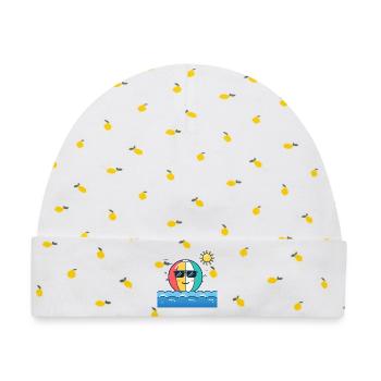 Strandkugel mit Sonnenbrille - Baby Premium Organic Mütze - Weiß/Zitronengelb - Vorne