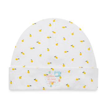 Nähen ist mein Yoga - Baby Premium Organic Mütze - Weiß/Zitronengelb - Vorne