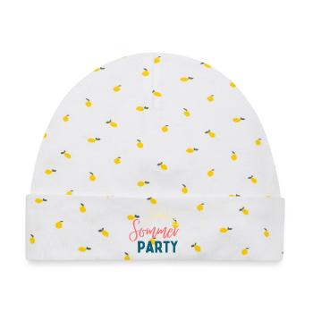 Sommerparty Sonnenstrahl Logo - Baby Premium Organic Mütze - Weiß/Zitronengelb - Vorne