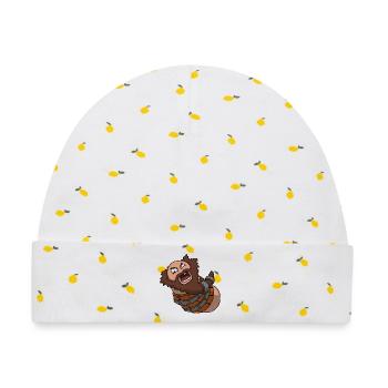 Barrel – Cartoon Thumb Character - Baby Premium Organic Mütze - Weiß/Zitronengelb - Vorne