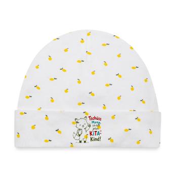 Kita Abschiedskind - Baby Premium Organic Mütze - Weiß/Zitronengelb - Vorne