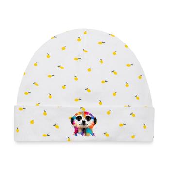 Buntes Erdmännchen mit Farbklecksen - Baby Premium Organic Mütze - Weiß/Zitronengelb - Vorne