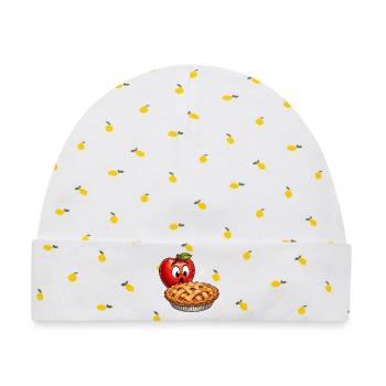 Apfelpie Mascot mit dampfendem Pie - Baby Premium Organic Mütze - Weiß/Zitronengelb - Vorne