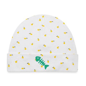 Gruene Fischgraete Icon - Baby Premium Organic Mütze - Weiß/Zitronengelb - Vorne