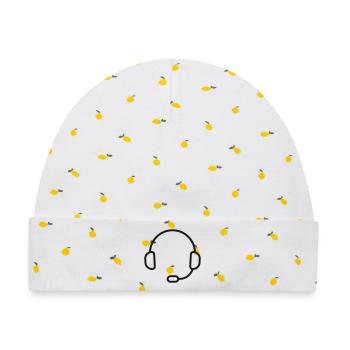 Headset Helpdesk Zeilen-Symbol - Baby Premium Organic Mütze - Weiß/Zitronengelb - Vorne