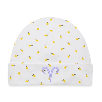 Widder-Tierkreiszeichen-Symbol Pastel Lila - Baby Premium Organic Mütze - Weiß/Zitronengelb - Vorne