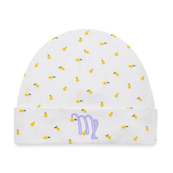 Jungfrau Sternzeichen Pastel Lila - Baby Premium Organic Mütze - Weiß/Zitronengelb - Vorne