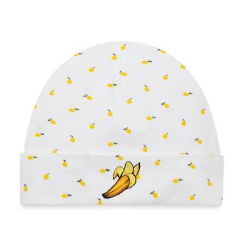 Sonnenbeschienene Bananen-Aquarellschale - Baby Premium Organic Mütze - Weiß/Zitronengelb - Vorne