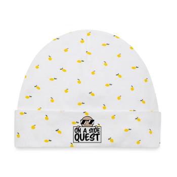 On A Side Quest Gaming Adventure Spruch Logo Text - Baby Premium Organic Mütze - Weiß/Zitronengelb - Vorne