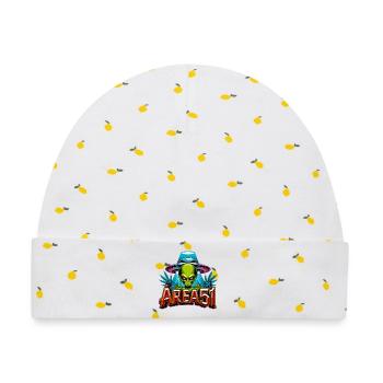 Alien Area51 Retro-Graffiti - Baby Premium Organic Mütze - Weiß/Zitronengelb - Vorne