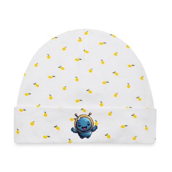 Kosmischer Astronaut Alien - Baby Premium Organic Mütze - Weiß/Zitronengelb - Vorne