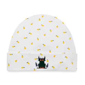 Little Shadow Demon - Baby Premium Organic Mütze - Weiß/Zitronengelb - Vorne