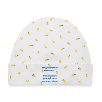 Unter Druck – wenig Druck, viel Stil - Baby Premium Organic Mütze - Weiß/Zitronengelb - Vorne