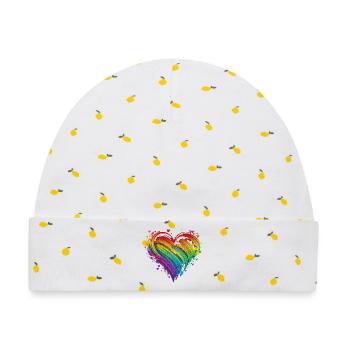 CSD LGBT Regenbogen LGBTQ Herz Pride Just Love - Baby Premium Organic Mütze - Weiß/Zitronengelb - Vorne