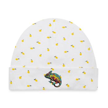 Bunt Chamäleon Muster - Baby Premium Organic Mütze - Weiß/Zitronengelb - Vorne