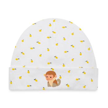 Rüsselaffen-Plüsch-Silhouette - Baby Premium Organic Mütze - Weiß/Zitronengelb - Vorne