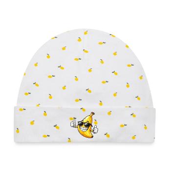 Banane mit Sonnenbrille Lustiger Sommer Spaß - Baby Premium Organic Mütze - Weiß/Zitronengelb - Vorne