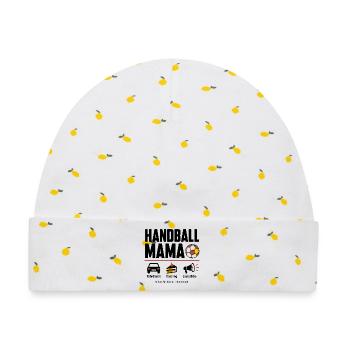 Handball Mama Shirt – Fahrdienst, Kuchen & Jubel - Baby Premium Organic Mütze - Weiß/Zitronengelb - Vorne