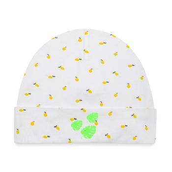Tropisches Blatt  - Baby Premium Organic Mütze - Weiß/Zitronengelb - Vorne